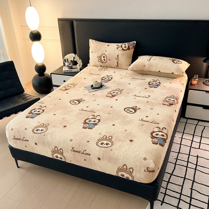 91家纺网 家纺一手货源 找家纺 莉莉安家纺 2025新款兔毛绒美拉德色系床笠床笠单件 美拉德-拉布布