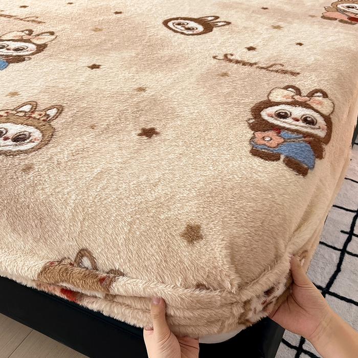 91家纺网 家纺一手货源 找家纺 莉莉安家纺 2025新款兔毛绒美拉德色系床笠床笠单件 美拉德-拉布布