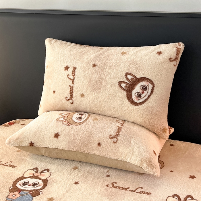 91家纺网 家纺一手货源 找家纺 莉莉安家纺 2025新款兔毛绒美拉德色系床笠床笠单件 美拉德-拉布布