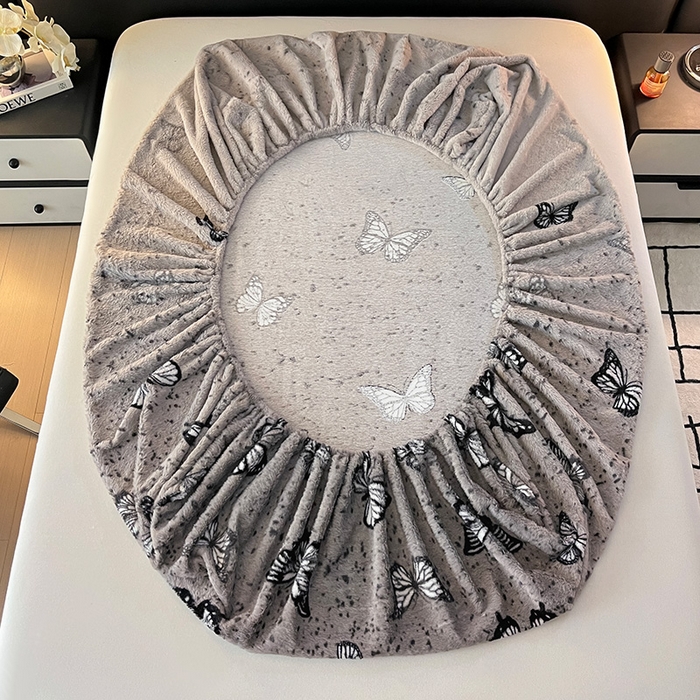 91家纺网 家纺一手货源 找家纺 莉莉安家纺 2025新款兔毛绒美拉德色系床笠床笠单件 美拉德-蝶舞