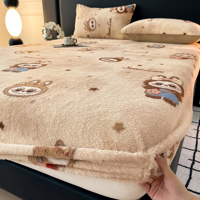 91家纺网 家纺一手货源 找家纺 莉莉安家纺 2025新款兔毛绒美拉德色系床笠床笠单件 美拉德-拉布布