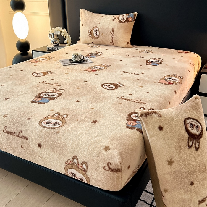 91家纺网 家纺一手货源 找家纺 莉莉安家纺 2025新款兔毛绒美拉德色系床笠床笠单件 美拉德-拉布布