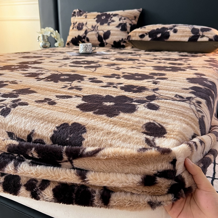 91家纺网 家纺一手货源 找家纺 莉莉安家纺 2025新款兔毛绒美拉德色系床笠床笠单件 美拉德-繁花