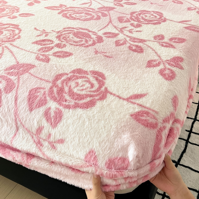 91家纺网 家纺一手货源 找家纺 莉莉安家纺 2025新款兔毛绒美拉德色系床笠床笠单件 美拉德-粉蔷薇