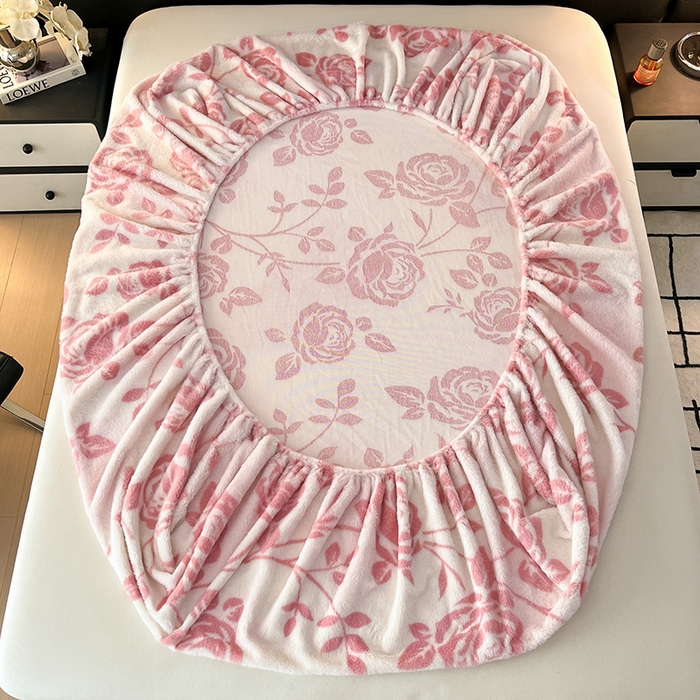 91家纺网 家纺一手货源 找家纺 莉莉安家纺 2025新款兔毛绒美拉德色系床笠床笠单件 美拉德-粉蔷薇