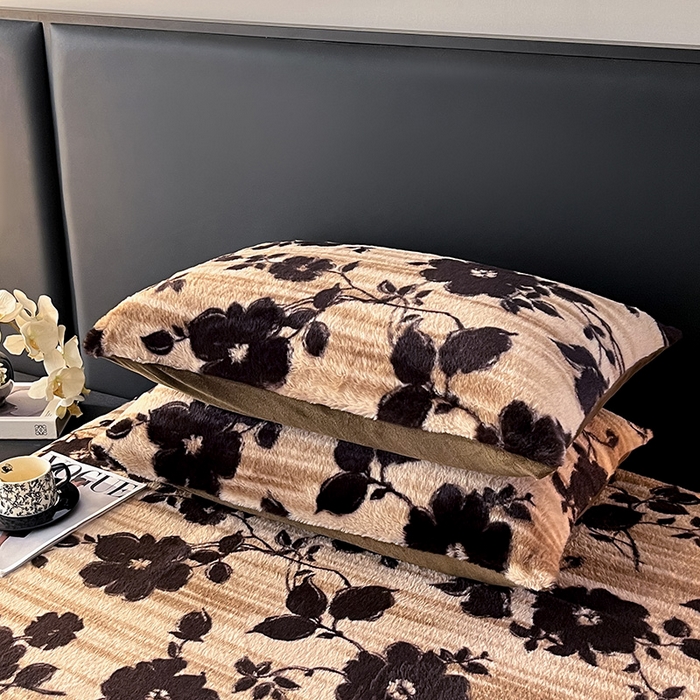 91家纺网 家纺一手货源 找家纺 莉莉安家纺 2025新款兔毛绒美拉德色系床笠床笠单件 美拉德-繁花