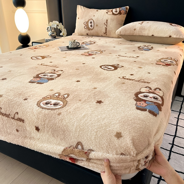 91家纺网 家纺一手货源 找家纺 莉莉安家纺 2025新款兔毛绒美拉德色系床笠床笠单件 美拉德-拉布布