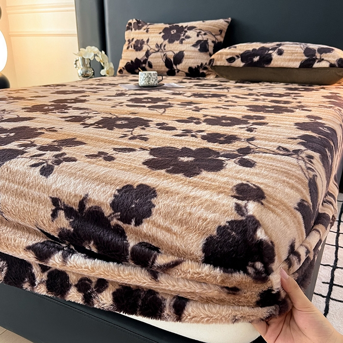 91家纺网 家纺一手货源 找家纺 莉莉安家纺 2025新款兔毛绒美拉德色系床笠床笠单件 美拉德-繁花