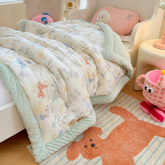 91家纺网 家纺一手货源 找家纺 丝涟家居 2025新款澳阳绒豆豆被系列 睡梦花园