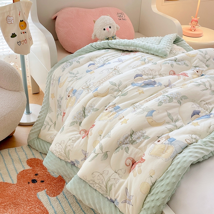 91家纺网 家纺一手货源 找家纺 丝涟家居 2025新款澳阳绒豆豆被系列 睡梦花园