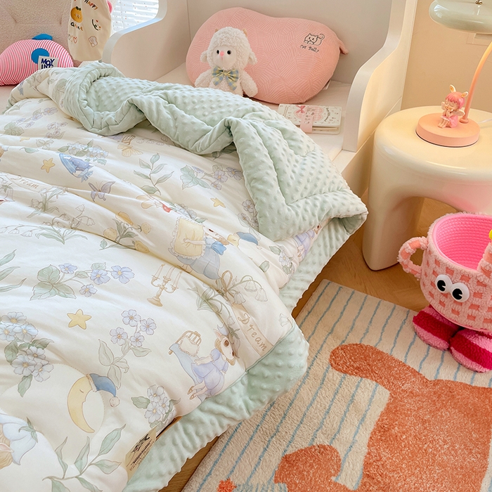 91家纺网 家纺一手货源 找家纺 丝涟家居 2025新款澳阳绒豆豆被系列 睡梦花园