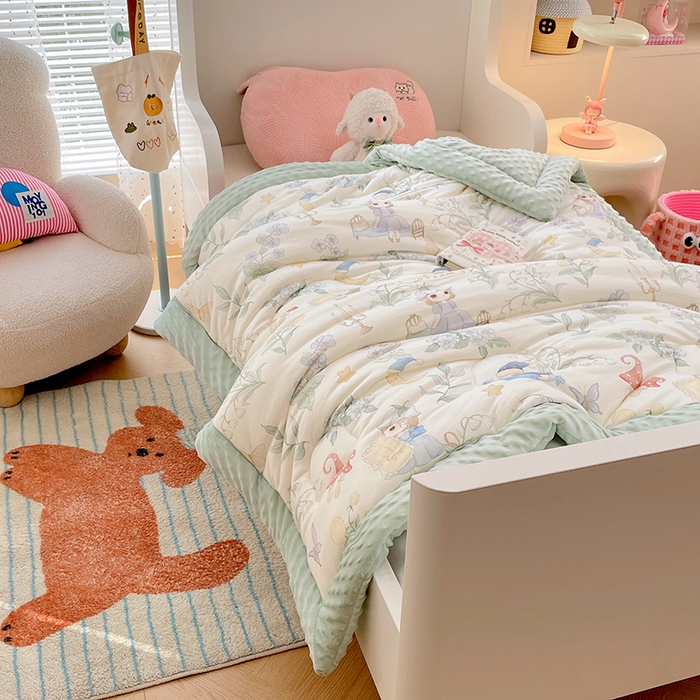 91家纺网 家纺一手货源 找家纺 丝涟家居 2025新款澳阳绒豆豆被系列 睡梦花园