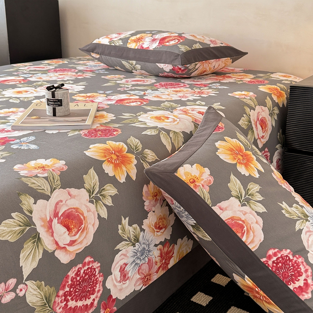 91家纺网 家纺一手货源 找家纺 （总）蓝邻家纺 2025新款全棉复古风磨毛拼角单床单系列