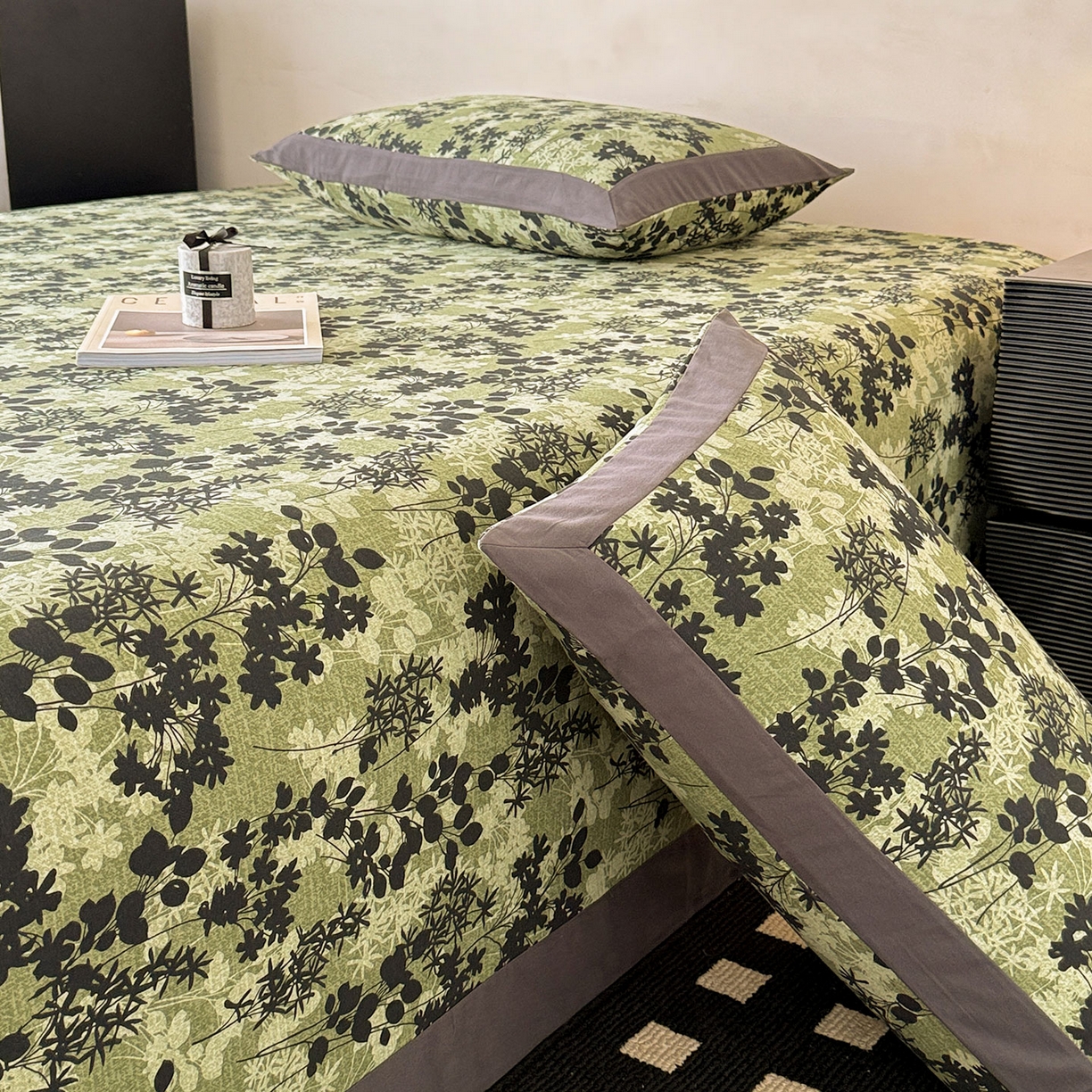 91家纺网 家纺一手货源 找家纺 （总）蓝邻家纺 2025新款全棉复古风磨毛拼角单床单系列