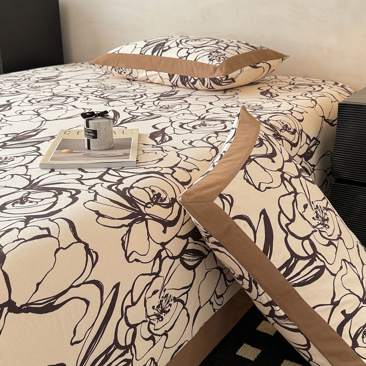 91家纺网 家纺一手货源 找家纺 （总）蓝邻家纺 2025新款全棉复古风磨毛拼角单床单系列