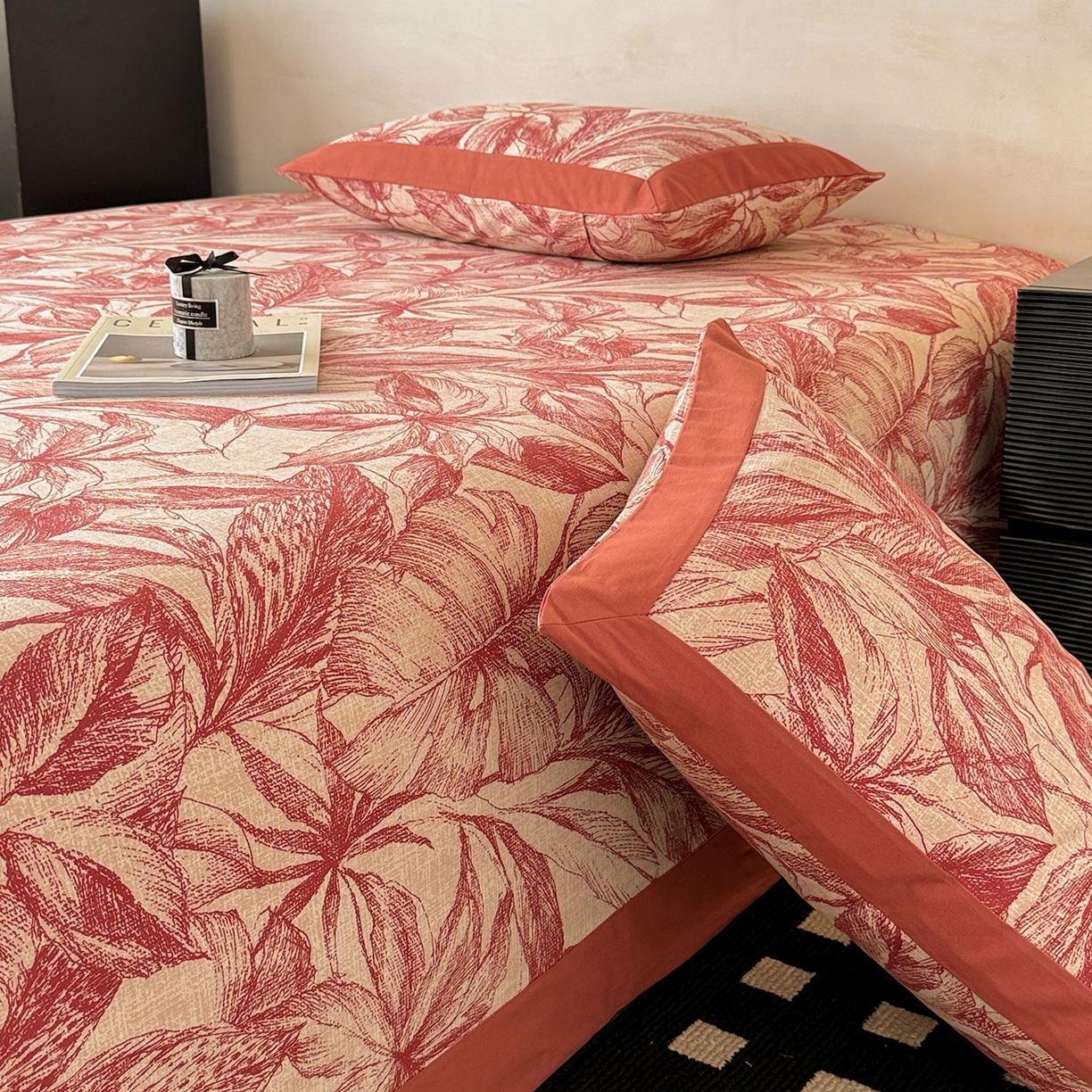 91家纺网 家纺一手货源 找家纺 （总）蓝邻家纺 2025新款全棉复古风磨毛拼角单床单系列