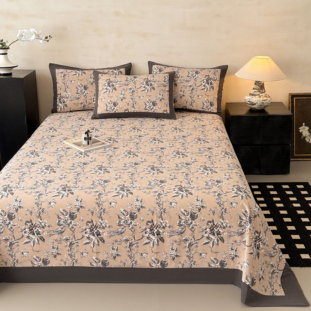 91家纺网 家纺一手货源 找家纺 （总）蓝邻家纺 2025新款全棉复古风磨毛拼角单床单系列