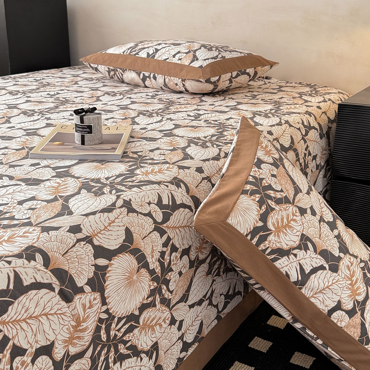 91家纺网 家纺一手货源 找家纺 （总）蓝邻家纺 2025新款全棉复古风磨毛拼角单床单系列