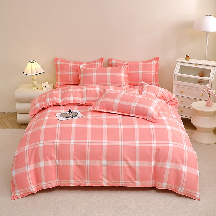 北部居 2025新款加厚化纤四件套 粉大格