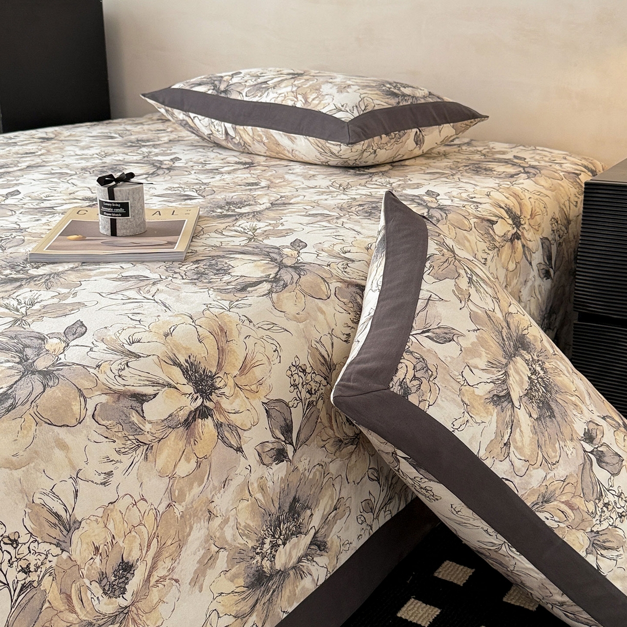 91家纺网 家纺一手货源 找家纺 （总）蓝邻家纺 2025新款全棉复古风磨毛拼角单床单系列