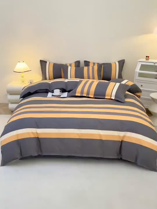 91家纺网 家纺一手货源 找家纺 北部居 2025新款加厚化纤四件套 致青春