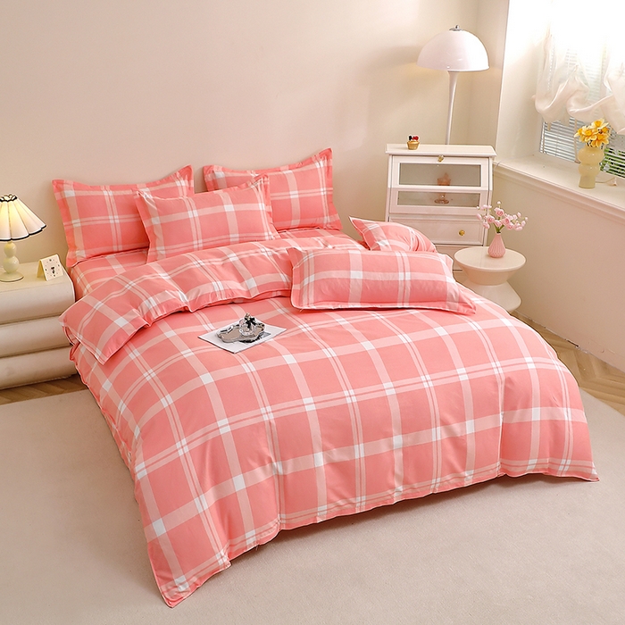 91家纺网 家纺一手货源 找家纺 北部居 2025新款加厚化纤单被套 粉大格