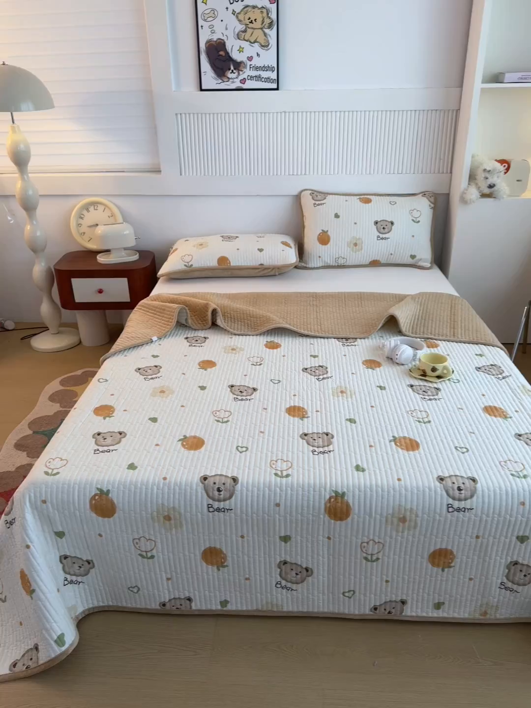 91家纺网 家纺一手货源 找家纺 （总）恒爱家纺 2025新款全棉宝宝绒双拼床盖三件套