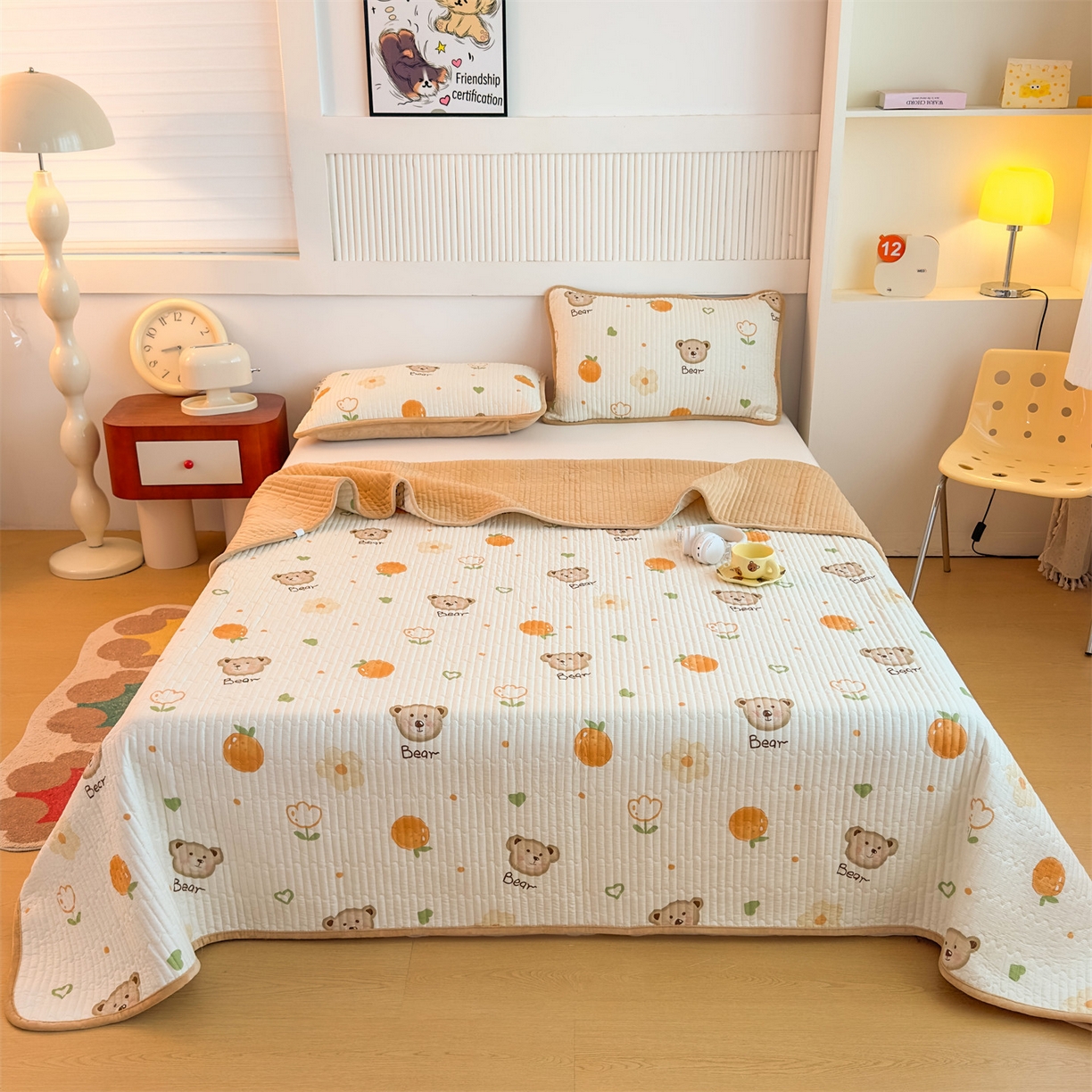 91家纺网 家纺一手货源 找家纺 恒爱 2023新款全棉床盖三件套 娴静小花