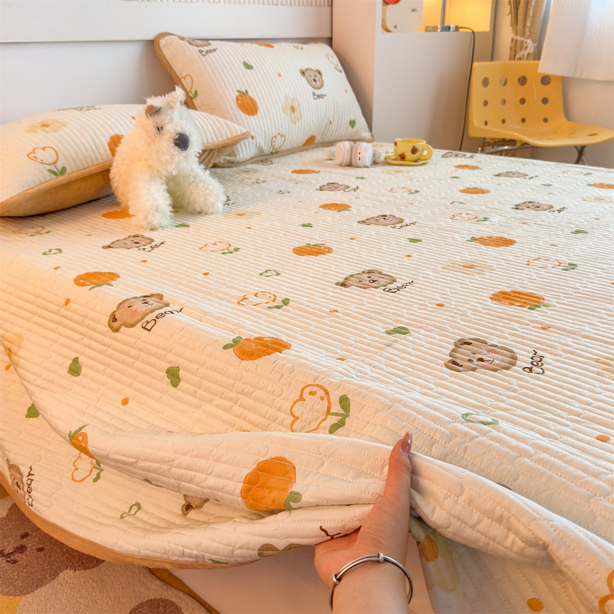 91家纺网 家纺一手货源 找家纺 （总）恒爱家纺 2025新款全棉宝宝绒双拼床盖三件套