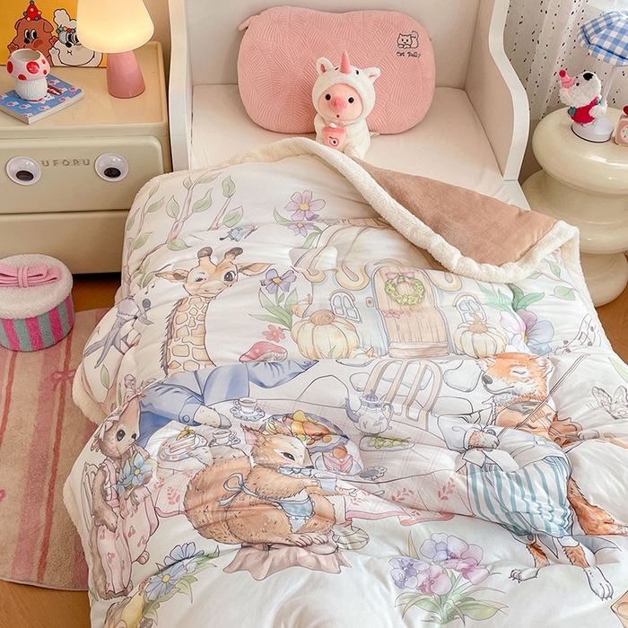 91家纺网 家纺一手货源 找家纺 丝涟家居 2025新款A类恒温棉云朵被大版   花园聚会