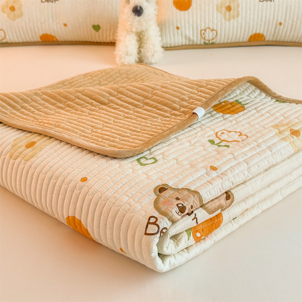 91家纺网 家纺一手货源 找家纺 （总）恒爱家纺 2025新款全棉宝宝绒双拼床盖三件套