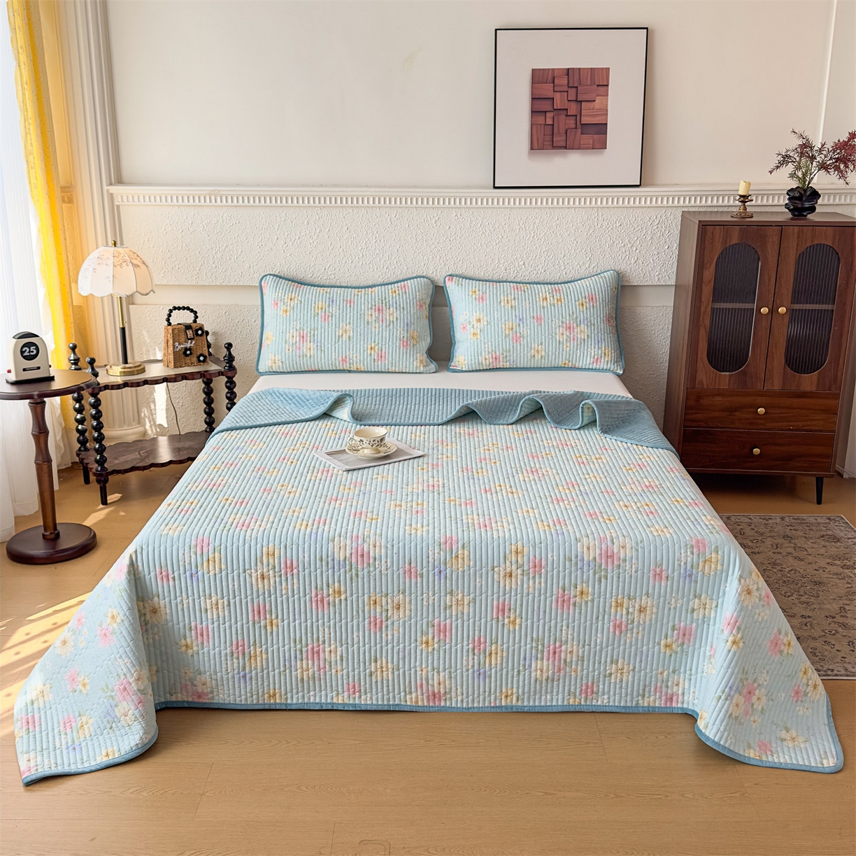 91家纺网 家纺一手货源 找家纺 （总）恒爱家纺 2025新款全棉宝宝绒双拼床盖三件套