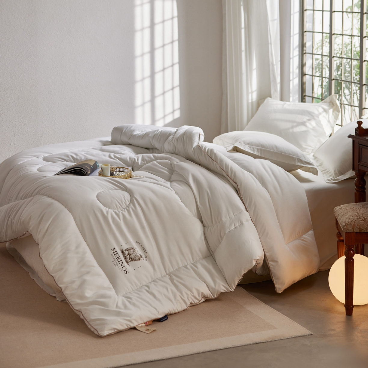 91家纺网 家纺一手货源 找家纺 莱福仕家纺 2025新款防跑毛优选澳洲羊毛被被子被芯 金标甄选澳洲羊毛被