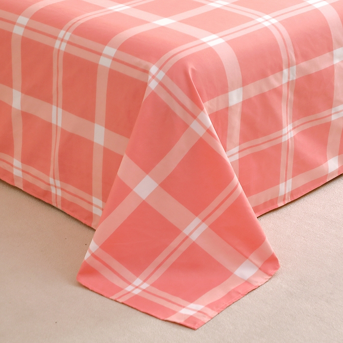 91家纺网 家纺一手货源 找家纺 北部居 2025新款加厚化纤单床单 粉大格