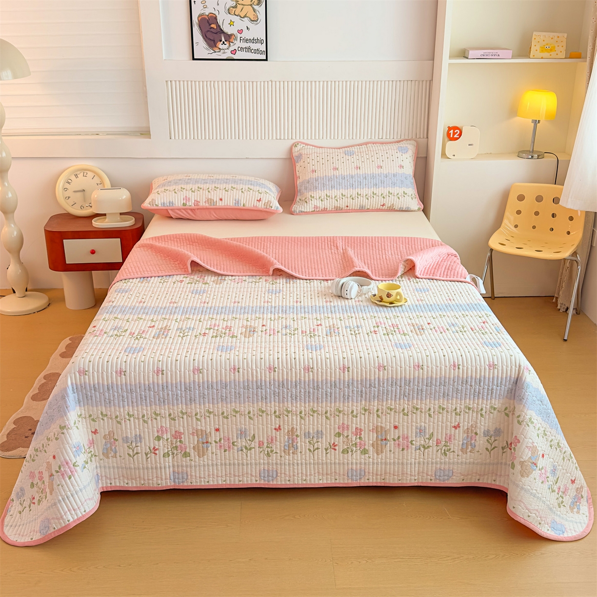 91家纺网 家纺一手货源 找家纺 （总）恒爱家纺 2025新款全棉宝宝绒双拼床盖三件套