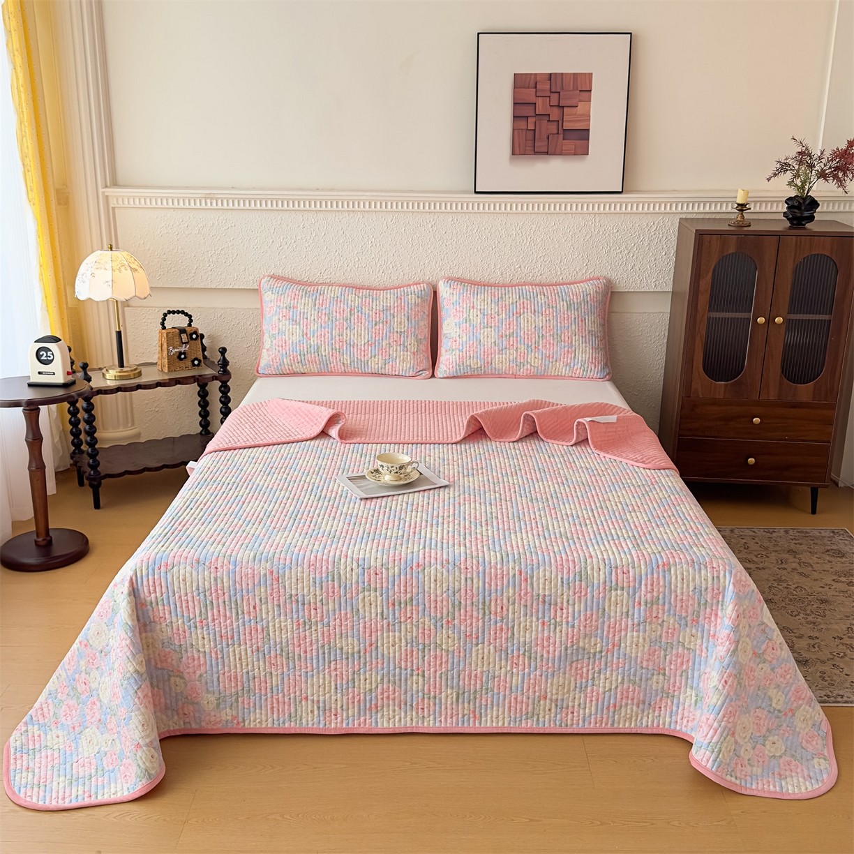 91家纺网 家纺一手货源 找家纺 （总）恒爱家纺 2025新款全棉宝宝绒双拼床盖三件套