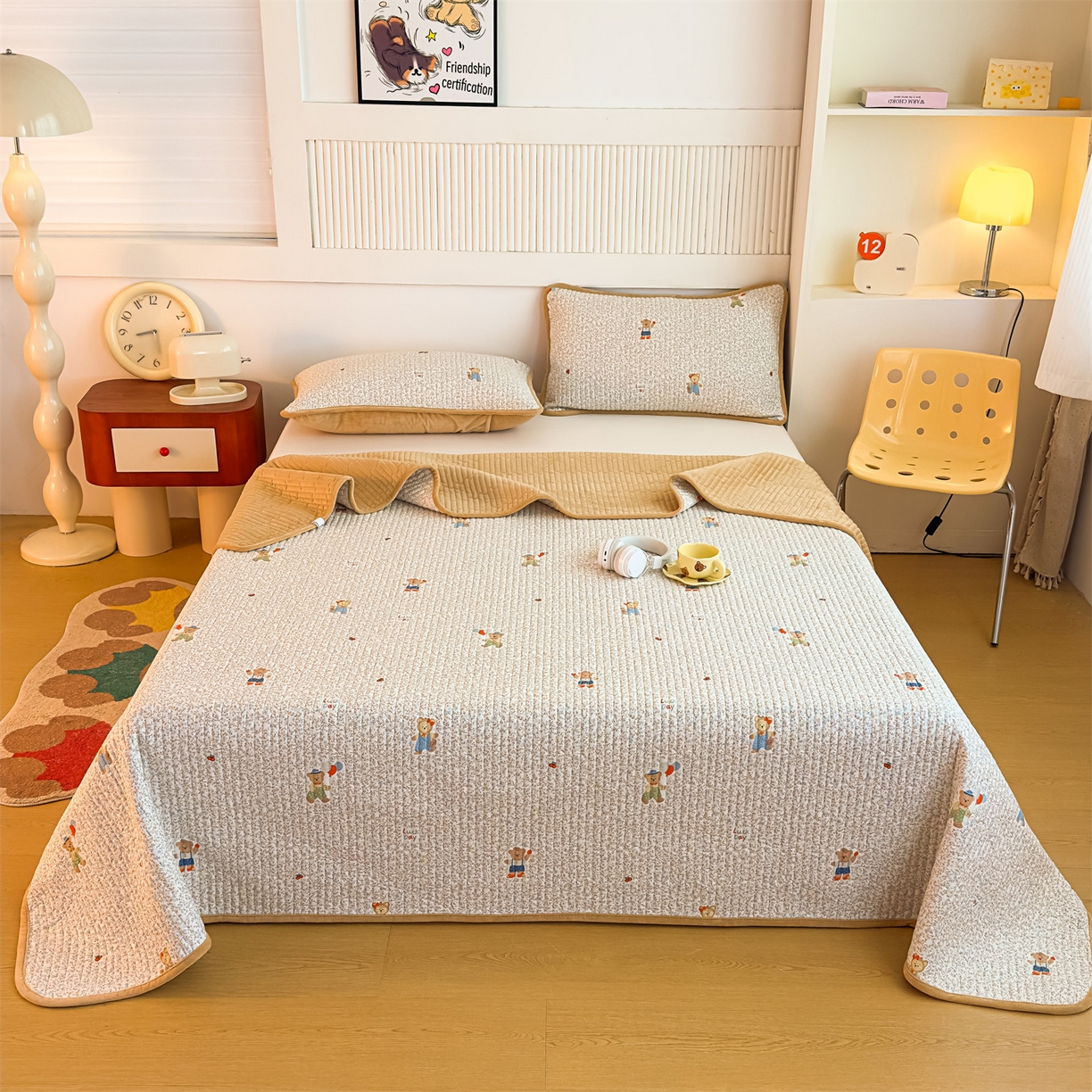 91家纺网 家纺一手货源 找家纺 （总）恒爱家纺 2025新款全棉宝宝绒双拼床盖三件套