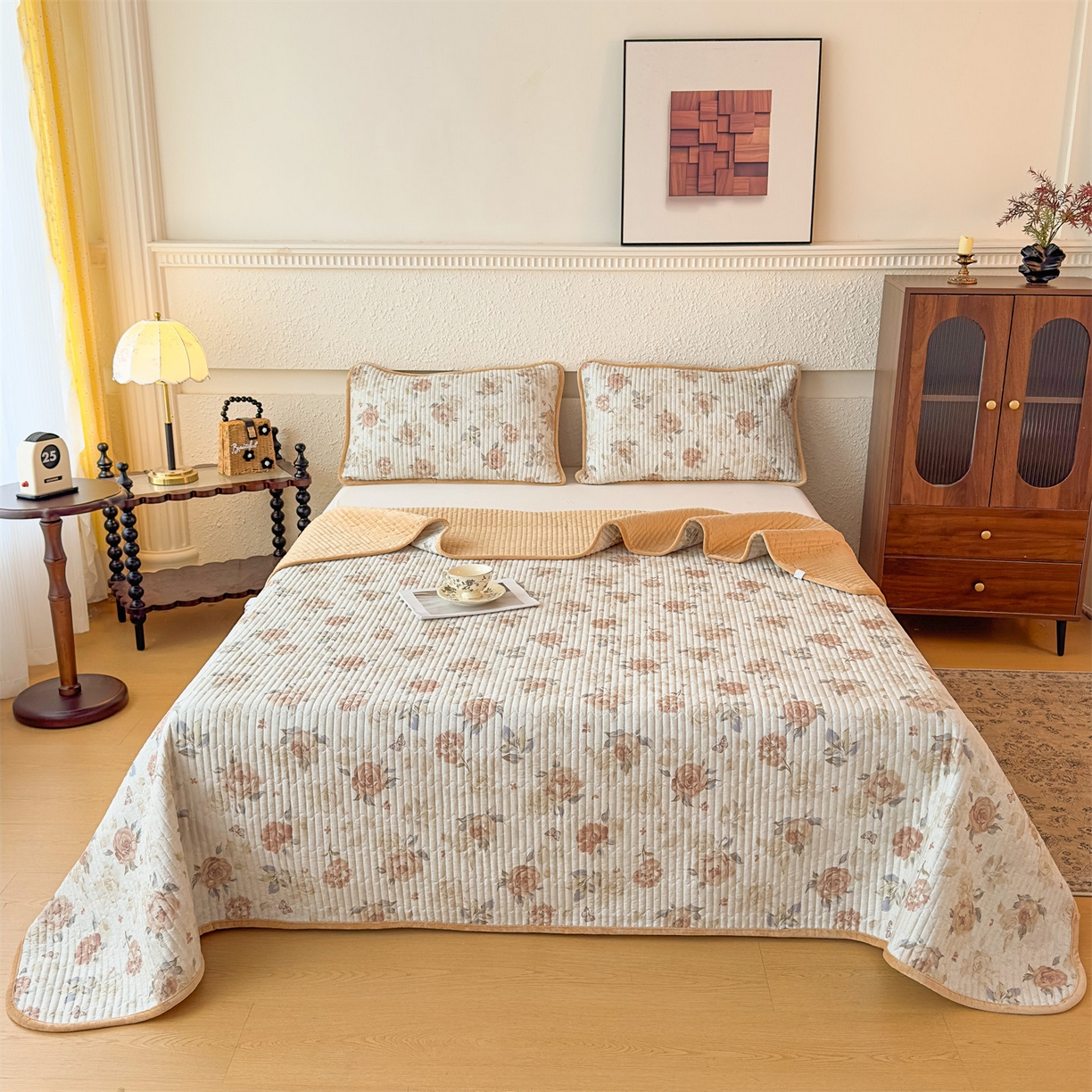 91家纺网 家纺一手货源 找家纺 （总）恒爱家纺 2025新款全棉宝宝绒双拼床盖三件套