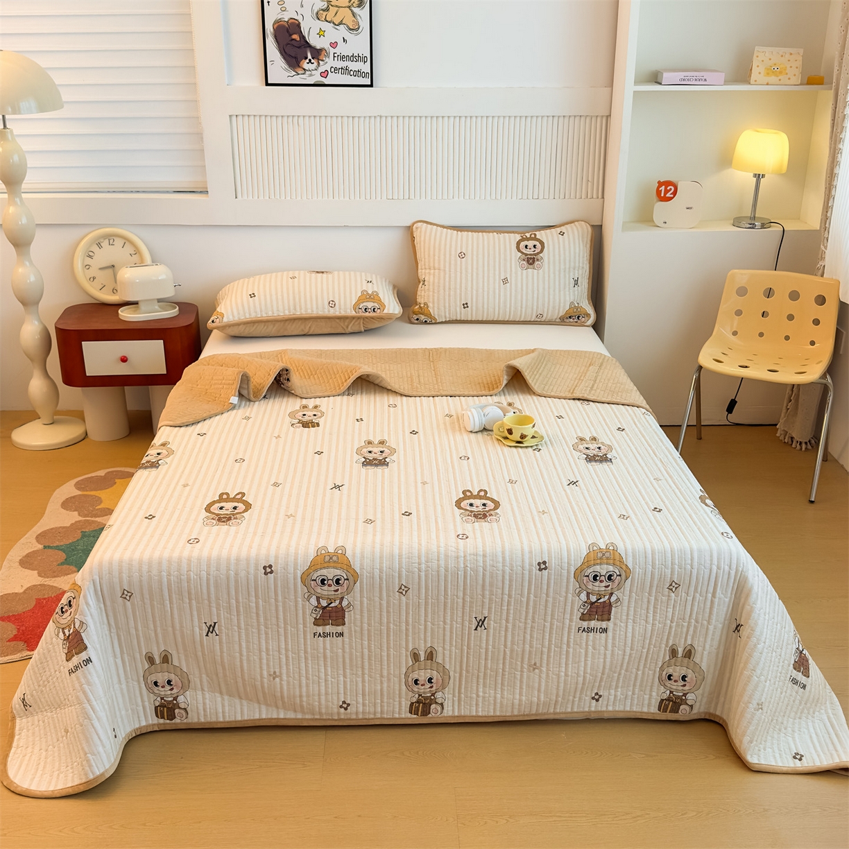 91家纺网 家纺一手货源 找家纺 （总）恒爱家纺 2025新款全棉宝宝绒双拼床盖三件套