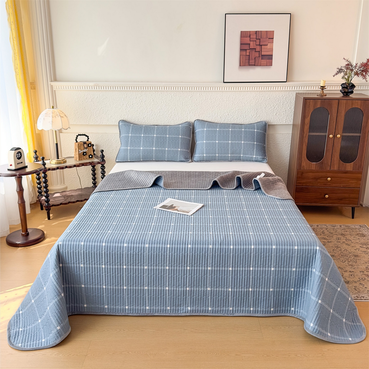 91家纺网 家纺一手货源 找家纺 （总）恒爱家纺 2025新款全棉宝宝绒双拼床盖三件套