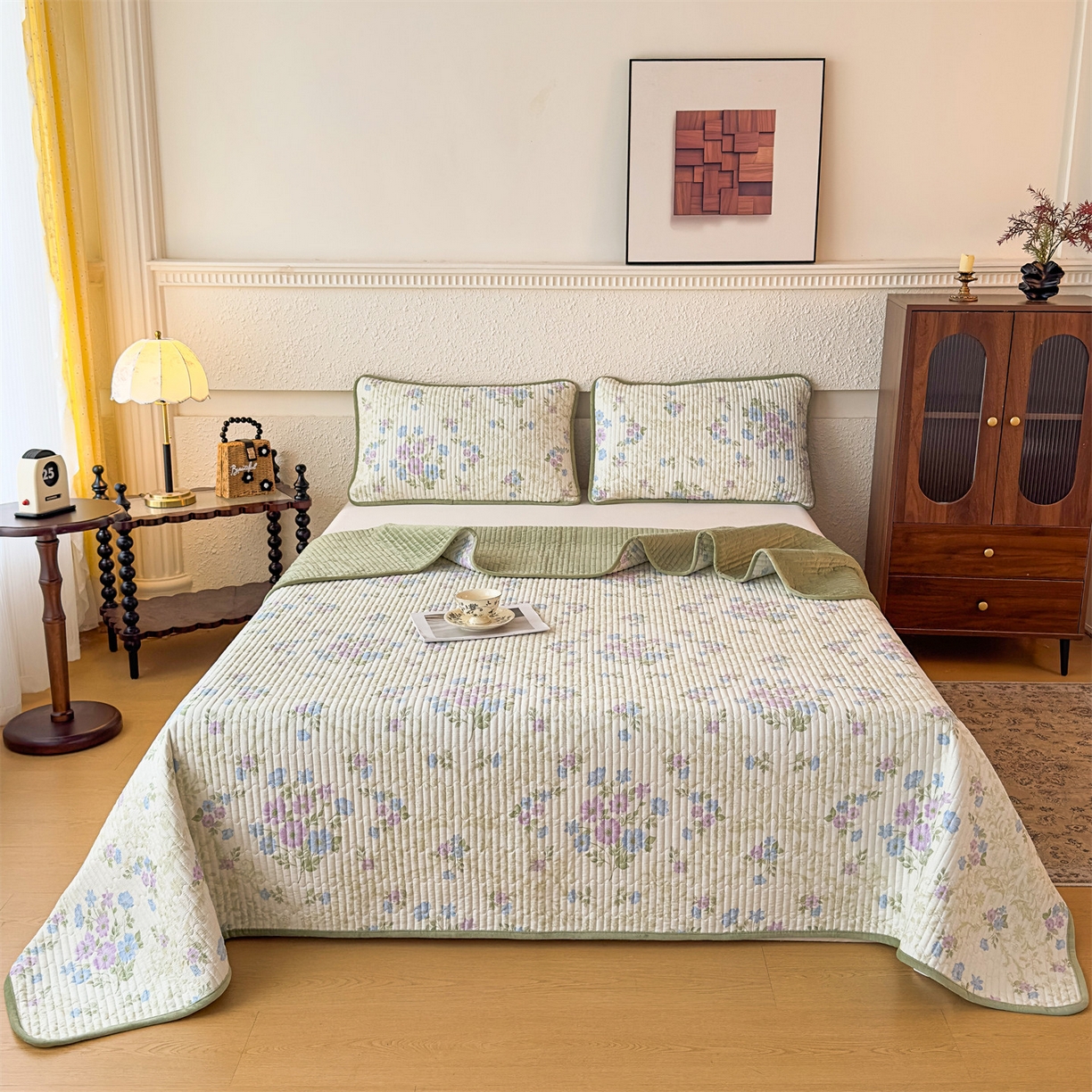 91家纺网 家纺一手货源 找家纺 （总）恒爱家纺 2025新款全棉宝宝绒双拼床盖三件套