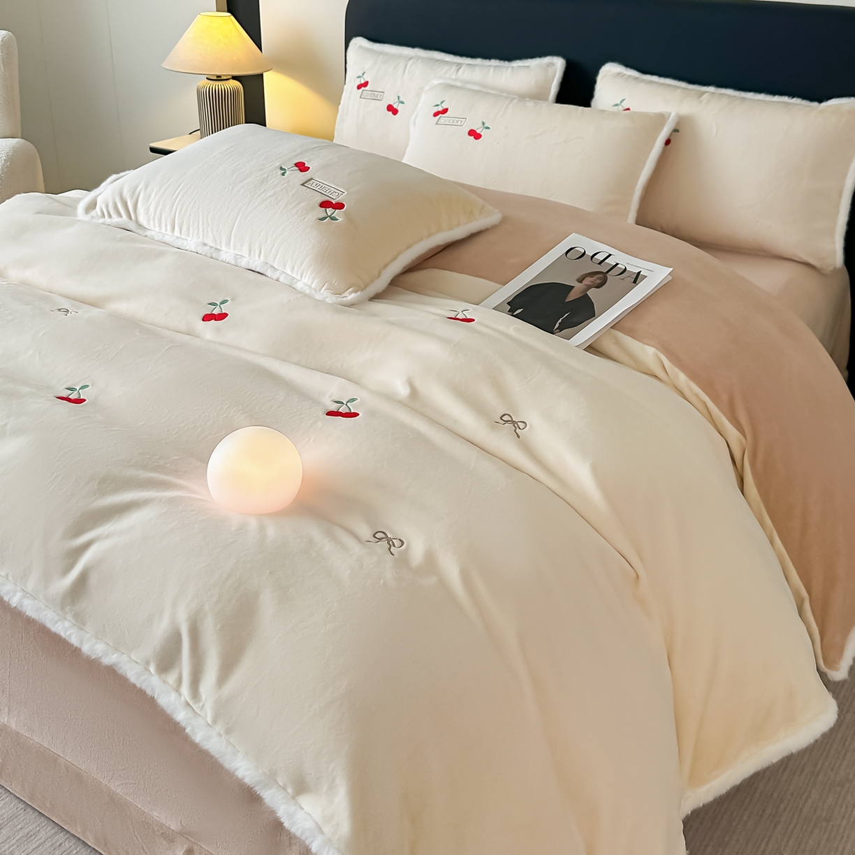 91家纺网 家纺一手货源 找家纺 乐坊 2025新款A类雪貂绒四件套 贝壳白