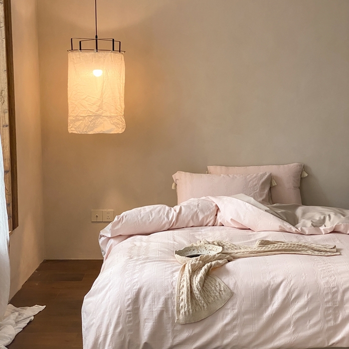 91家纺网 家纺一手货源 找家纺 玉宇阁家居 2025新款色织空气全棉纯棉大提花磨毛四件套(流苏款) 流苏款-甜桃也