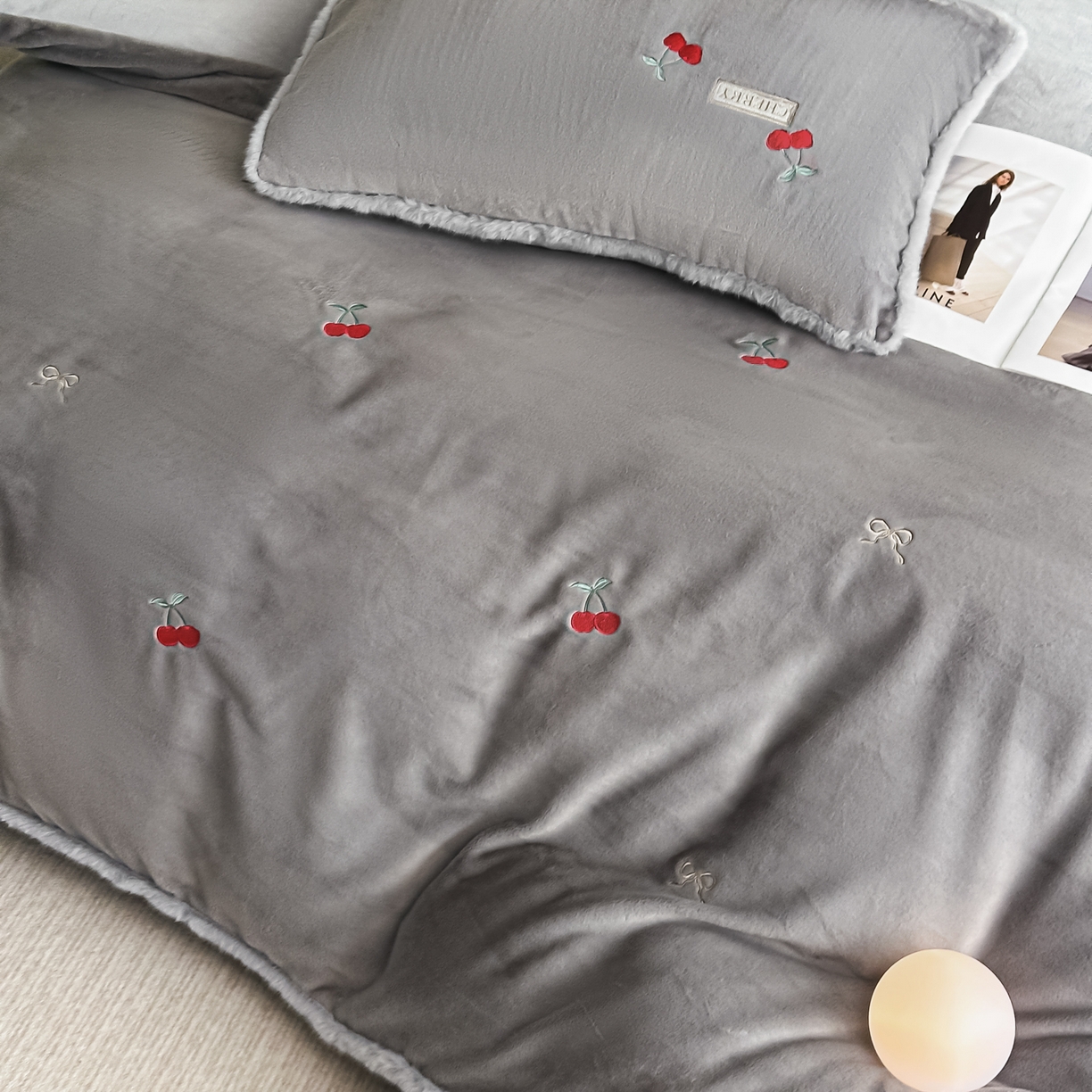 91家纺网 家纺一手货源 找家纺 乐坊 2025新款A类雪貂绒四件套 伯爵灰