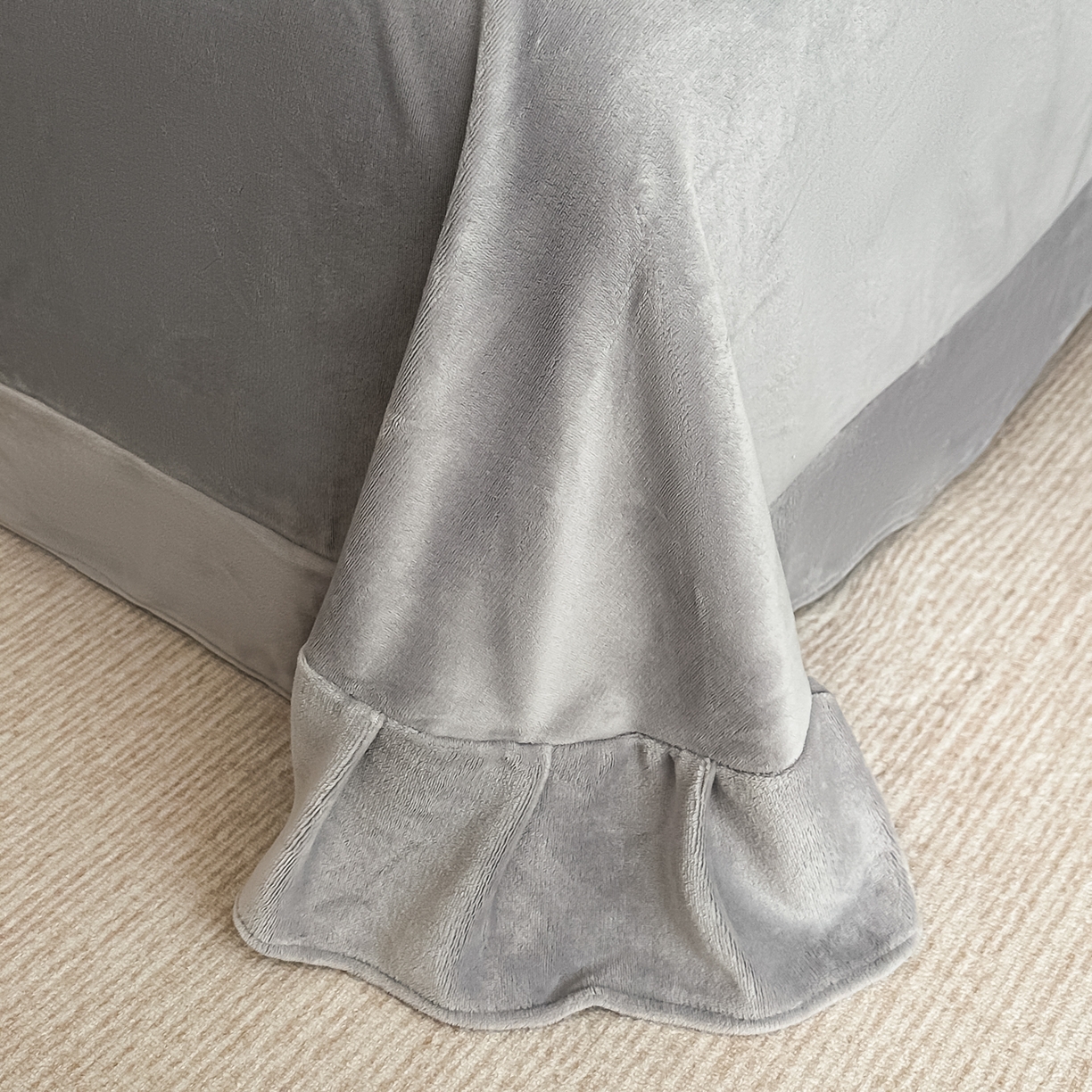 91家纺网 家纺一手货源 找家纺 乐坊 2025新款A类雪貂绒四件套 伯爵灰