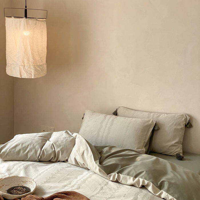 91家纺网 家纺一手货源 找家纺 玉宇阁家居 2025新款色织空气全棉纯棉大提花磨毛四件套(流苏款) 流苏款-日欢喜