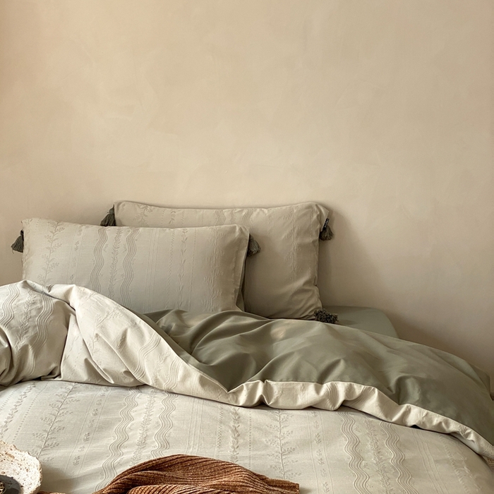 91家纺网 家纺一手货源 找家纺 玉宇阁家居 2025新款色织空气全棉纯棉大提花磨毛四件套(流苏款) 流苏款-日欢喜