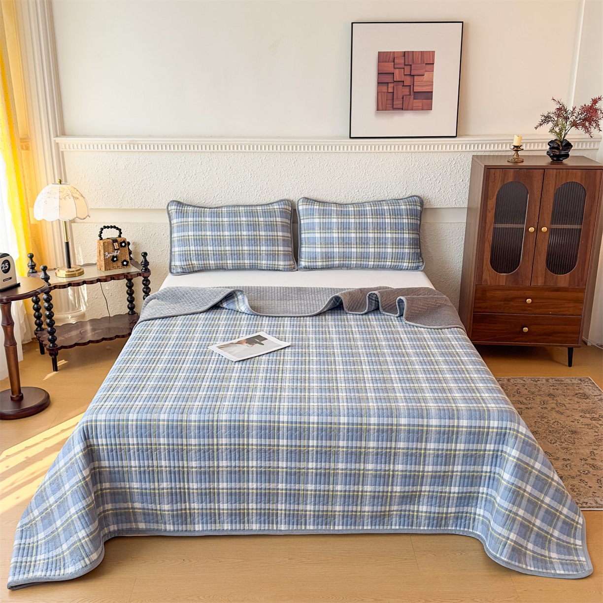 91家纺网 家纺一手货源 找家纺 （总）恒爱家纺 2025新款全棉宝宝绒双拼床盖三件套