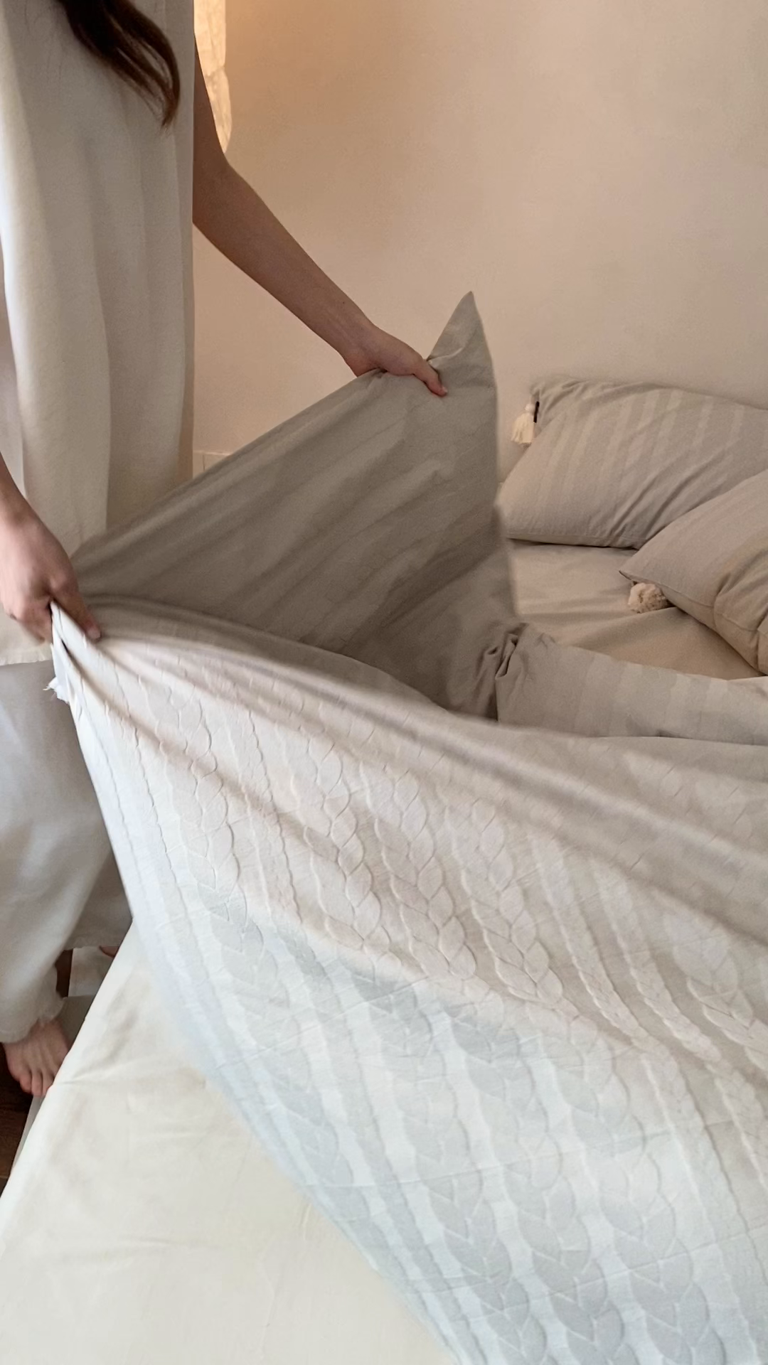 91家纺网 家纺一手货源 找家纺 玉宇阁家居 2025新款色织空气全棉纯棉大提花磨毛四件套(流苏款) 流苏款-喜糯糯