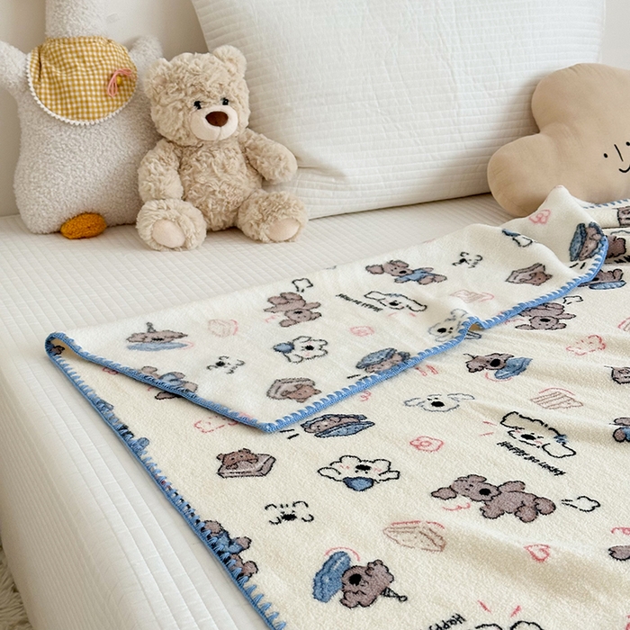 91家纺网 家纺一手货源 找家纺 （总）嗨生活 2025新款雪粒绒双面绒贝壳边锁边居家办公多功能盖毯幼儿园毛毯儿童毛毯推车毯